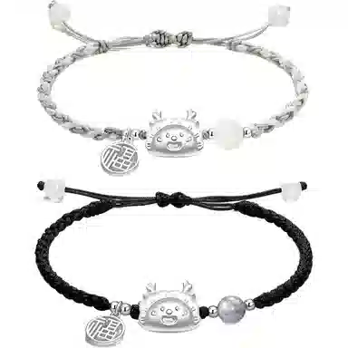 【999银】 絮物 龙饺宝宝简约设计感出游新宠吸睛神器小众甜美国潮新中式轻奢百搭新中式纯手工编织#好运 织物 手绳 男女同款情侣款