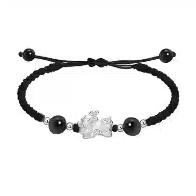 【999银】 絮物 简约高级感谁貔貅出游新宠吸睛神器小众甜美国潮新中式轻奢百搭新中式纯手工编织#好运 织物 手绳 男女同款情侣款