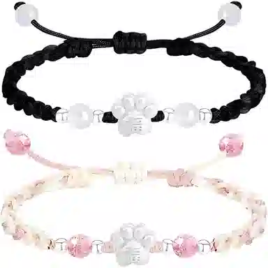 【999银】 絮物 国潮小众纯手工编织福字猫爪编织手链甜美轻奢百搭新中式高级感出游新宠吸睛神器#好运 织物 手绳 男女同款情侣款