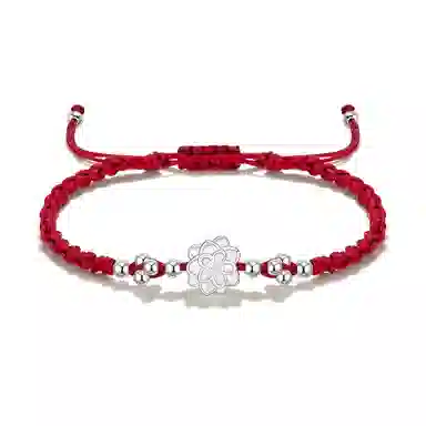 【999银】 絮物 纯手工编织小众简约设计莲花款甜美国潮新中式轻奢百搭新中式高级感出游新宠吸睛神器#好运 织物 手绳 男女同款情侣款