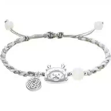 【999银】 絮物 龙饺宝宝简约设计感出游新宠吸睛神器小众甜美国潮新中式轻奢百搭新中式纯手工编织#好运 织物 手绳 男女同款情侣款