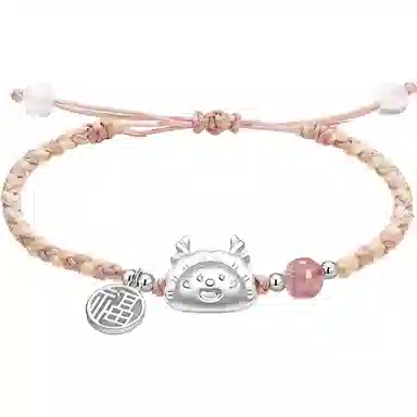 【999银】 絮物 龙饺宝宝简约设计感出游新宠吸睛神器小众甜美国潮新中式轻奢百搭新中式纯手工编织#好运 织物 手绳 男女同款情侣款