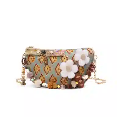 雅诗兰黛【定制化妆包】小花 软萌织梦 甜美  清新 时尚 简约 花朵装饰 温柔知性风 约会 通勤 复古凌格帆布化妆收纳包 便携