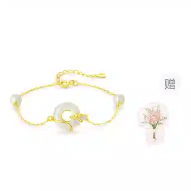 老凤祥 岁岁平安 新中式幸福圆满平安扣银链 气质清冷感简约百搭轻奢小众 女朋友闺蜜约会恋爱表白告白手饰#好运天然 玉髓 手链女生 女款