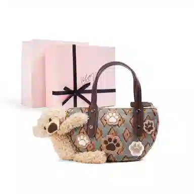 雅诗兰黛【定制化妆包】小花 小熊爪趣 潮流 可爱 萌趣 精致 甜美风 约会 通勤 复古凌格帆布化妆收纳包 便携