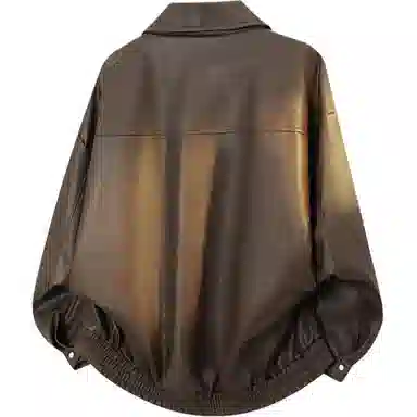 颂希尔 美式痞帅外套高级感防水翻领工装夹克潮牌设计感宽松秋冬季防风复古骑行服皮衣 男女同款