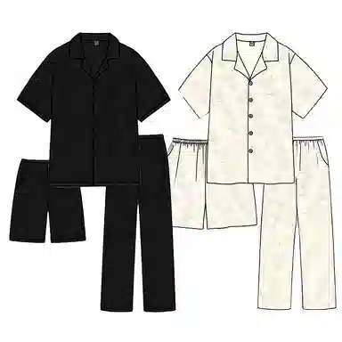 顶瓜瓜 夏季情侣清晰简约叶子印花家居服睡衣套装 男女同款