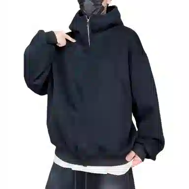 寻星记 美式重磅解构连帽外套 秋季潮牌设计感拼接高街情侣款卫衣 男女同款