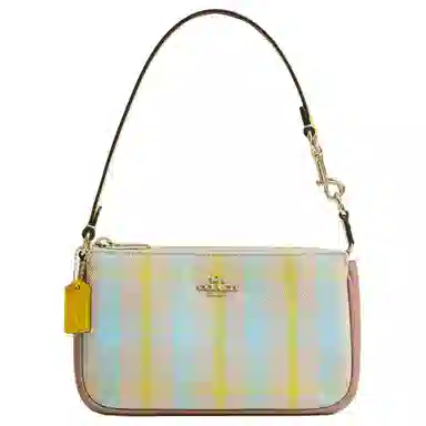 COACH Nolita 19 Plaid Top Zip Small Tote Blue Yellow