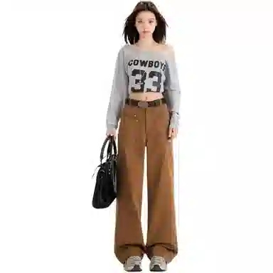 淑好百 宽松工装长裤高腰休闲裤 女款