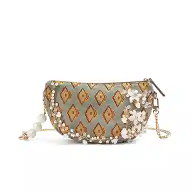 雅诗兰黛【定制化妆包】小花 菱珠颂 浪漫 梦幻 花朵装饰  艺术感 甜美风 约会 通勤 复古凌格帆布化妆收纳包 便携