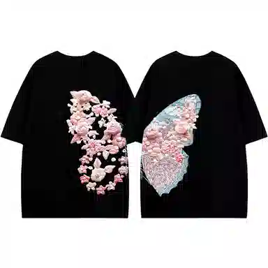K411 Vintage Embroidered Butterfly Tee