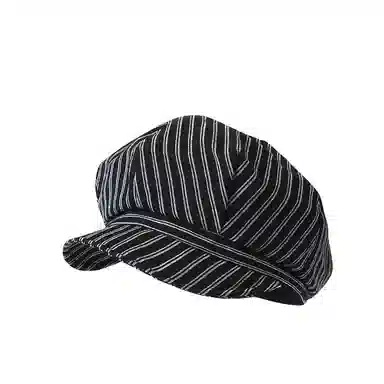 氧气樱桃 日韩系文艺条纹春秋显脸小报童复古画家帽 棉 贝雷帽 男女同款情侣款