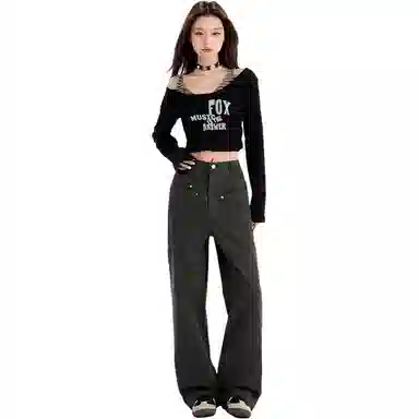 淑好百 宽松工装长裤高腰休闲裤 女款