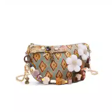 雅诗兰黛【定制化妆包】小花 软萌织梦 甜美  清新 时尚 简约 花朵装饰 温柔知性风 约会 通勤 复古凌格帆布化妆收纳包 便携