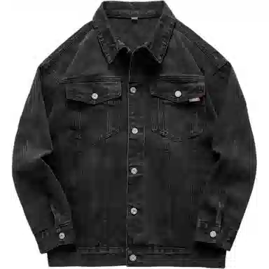 WOOD SOON Loose Collar Denim Jacket Black
