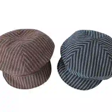 氧气樱桃 日韩系文艺条纹春秋显脸小报童复古画家帽 棉 贝雷帽 男女同款情侣款