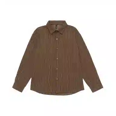 独驰 美式复古条纹肌理感长袖宽松休闲衬衣外套衬衫 男女同款
