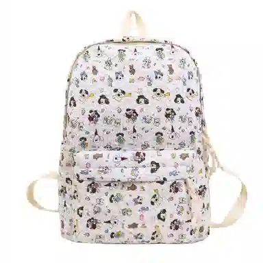 捷朗仕 可爱涂鸦印花高级质感温柔复古 尼龙 双肩包 女款 多色