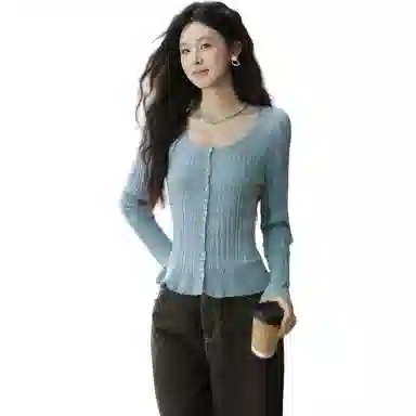 谜秀 法式复古羊毛坑条针织衫 女款