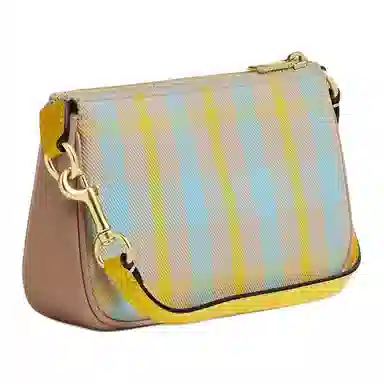 COACH Nolita 19 Plaid Top Zip Small Tote Blue Yellow