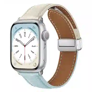 亿祈发 表带 苹果适用 皮质材质 荔枝纹折叠磁吸男女通用