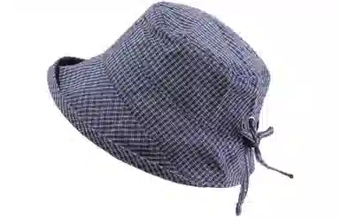 优幽兰 韩版森系格纹渔夫夏季时尚复古卷边小众遮阳帽户外出游度假百搭显脸小可折叠盆帽潮 聚酯纤维 防晒帽 女款