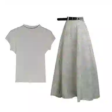 THREE Floral High Waist A-Line Skirt Set