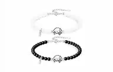 牧言 小狗贴贴 萌趣可爱简约浪漫高级感 小众设计精致甜美百搭小鱼流苏闺蜜女友转运珠 恋爱告白 好运 菩提籽 手链 男女同款情侣款