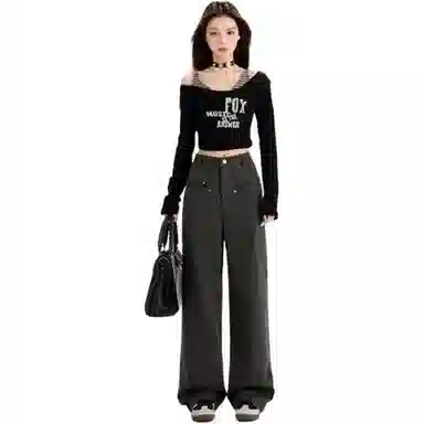 淑好百 宽松工装长裤高腰休闲裤 女款