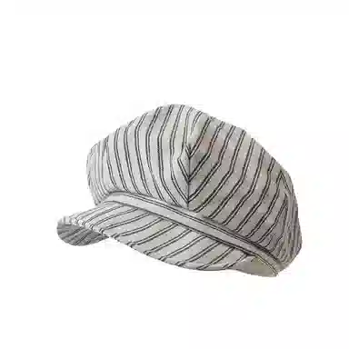 氧气樱桃 日韩系文艺条纹春秋显脸小报童复古画家帽 棉 贝雷帽 男女同款情侣款