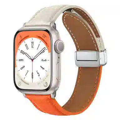 亿祈发 表带 苹果适用 皮质材质 荔枝纹折叠磁吸男女通用