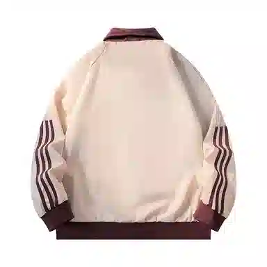 红蜻蜓 美式复古侧边条纹设计连帽数字字母印花宽松百搭舒适防风保暖休闲棒球服外套夹克 男女同款