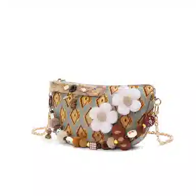 雅诗兰黛【定制化妆包】小花 软萌织梦 甜美  清新 时尚 简约 花朵装饰 温柔知性风 约会 通勤 复古凌格帆布化妆收纳包 便携