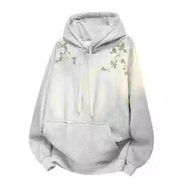 红蜻蜓 美式潮流植物花卉设计感仿刺绣高街宽松舒适百搭日常通勤亲肤时尚简约长袖连帽外套卫衣 男女同款