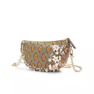 雅诗兰黛【定制化妆包】小花 菱珠颂 浪漫 梦幻 花朵装饰  艺术感 甜美风 约会 通勤 复古凌格帆布化妆收纳包 便携