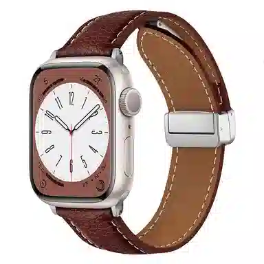 亿祈发 表带 苹果适用 皮质材质 荔枝纹折叠磁吸男女通用