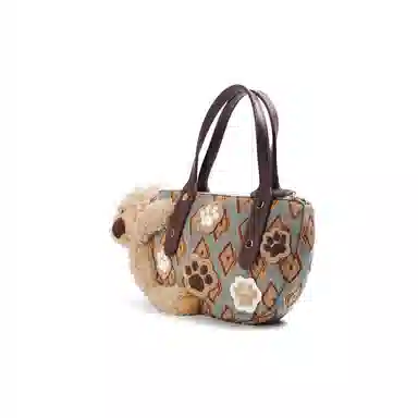 雅诗兰黛【定制化妆包】小花 小熊爪趣 潮流 可爱 萌趣 精致 甜美风 约会 通勤 复古凌格帆布化妆收纳包 便携