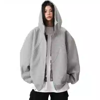 寻星记 美式重磅解构连帽外套 秋季潮牌设计感拼接高街情侣款卫衣 男女同款
