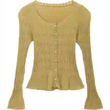 谜秀 法式复古羊毛坑条针织衫 女款