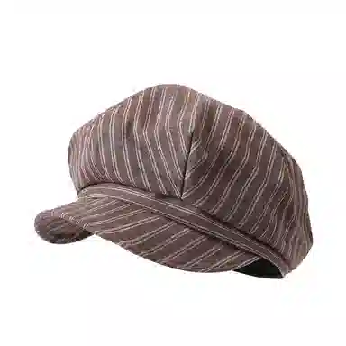 氧气樱桃 日韩系文艺条纹春秋显脸小报童复古画家帽 棉 贝雷帽 男女同款情侣款