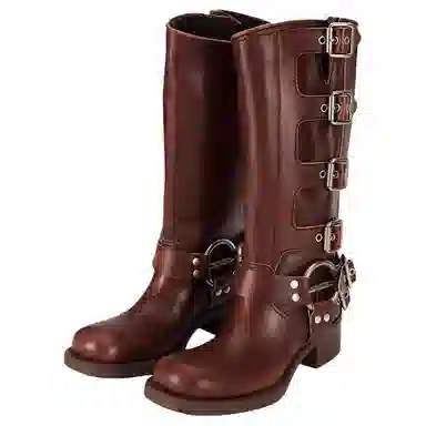 Miu Miu Round Toe Leather Boots
