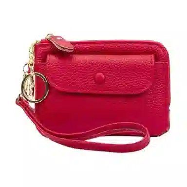 掐尖 纯色简约短款手拎小钱袋真皮收纳钥匙圈硬币包 头层牛皮 零钱包 男女同款情侣款 多色