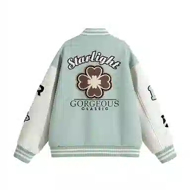 棉基因  美式高街菱形绣花刺绣重磅飞行员复古夹克痞帅潮牌宽松休闲少年感棒球服 男女同款
