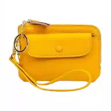 掐尖 纯色简约短款手拎小钱袋真皮收纳钥匙圈硬币包 头层牛皮 零钱包 男女同款情侣款 多色