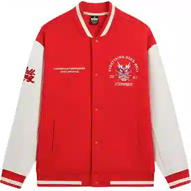 特步  生活系列 印花字母舒适百搭条纹棒球服 男款