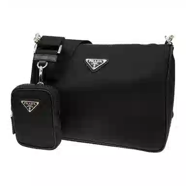 Prada Hobo Nylon Messenger Bag Black