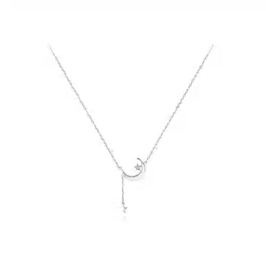 【S925银】 六桂福珠宝 星月系列 小众设计经典百搭精致简约日常高级感轻奢平安通勤温柔气质可调节锁骨链  锆石 项链 女款