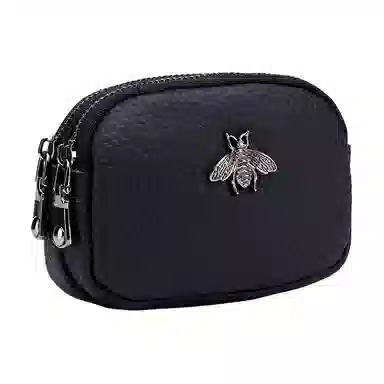 掐尖 纯色简约可爱硬币包双层拉链收纳包手拿钱袋 头层牛皮 零钱包 常规 女款 多色