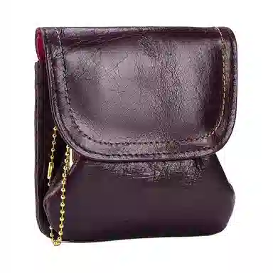 掐尖 真皮时尚简约小钱袋大容量创意硬币卡包夹子收纳包 头层牛皮 零钱包 常规 男女同款情侣款 多色